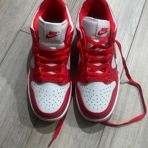 Nike Red & white dunks low